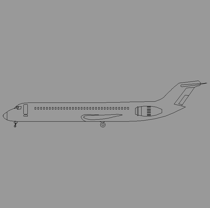 Bloque Autocad Vista de Jet privado 02 en Perfil